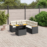 vidaXL 6-Piece Lounge Set with Cushions Poly Rattan Black