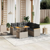 vidaXL 6-Piece Lounge Set with Cushions Poly Rattan Black