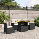 vidaXL 6-Piece Lounge Set with Cushions Poly Rattan Black