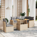 vidaXL 6-Piece Lounge Set with Cushions Poly Rattan Black