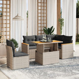 vidaXL 6-Piece Lounge Set with Cushions Poly Rattan Black
