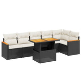 vidaXL 7-delige Loungeset met kussens poly rattan zwart