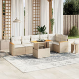 vidaXL 7-delige Loungeset met kussens poly rattan zwart