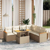 vidaXL 7-delige Loungeset met kussens poly rattan zwart