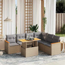 vidaXL 7-delige Loungeset met kussens poly rattan zwart