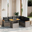 vidaXL 7-delige Loungeset met kussens poly rattan zwart