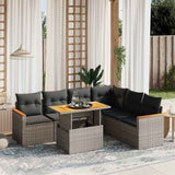 vidaXL 7-delige Loungeset met kussens poly rattan zwart