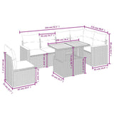 vidaXL 7-delige Loungeset met kussens poly rattan zwart