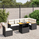 vidaXL 7-delige Loungeset met kussens poly rattan zwart