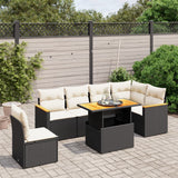 vidaXL 7-delige Loungeset met kussens poly rattan zwart
