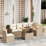vidaXL 7-delige Loungeset met kussens poly rattan zwart