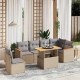 vidaXL 7-delige Loungeset met kussens poly rattan zwart