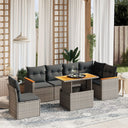 vidaXL 7-delige Loungeset met kussens poly rattan zwart