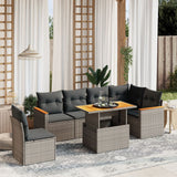 vidaXL 7-delige Loungeset met kussens poly rattan zwart