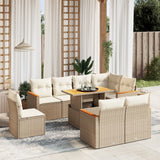 vidaXL 9-delige Loungeset met kussens poly rattan zwart