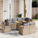 vidaXL 9-delige Loungeset met kussens poly rattan zwart