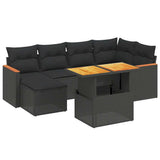 vidaXL 7-Piece Lounge Set with Cushions Poly Rattan Black