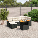 vidaXL 7-Piece Lounge Set with Cushions Poly Rattan Black