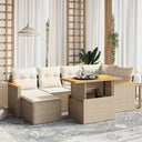 vidaXL 7-Piece Lounge Set with Cushions Poly Rattan Black