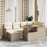 vidaXL 7-Piece Lounge Set with Cushions Poly Rattan Black