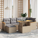 vidaXL 7-Piece Lounge Set with Cushions Poly Rattan Black