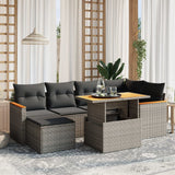 vidaXL 7-Piece Lounge Set with Cushions Poly Rattan Black