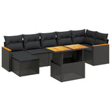 vidaXL 8-delige Loungeset met kussens poly rattan zwart