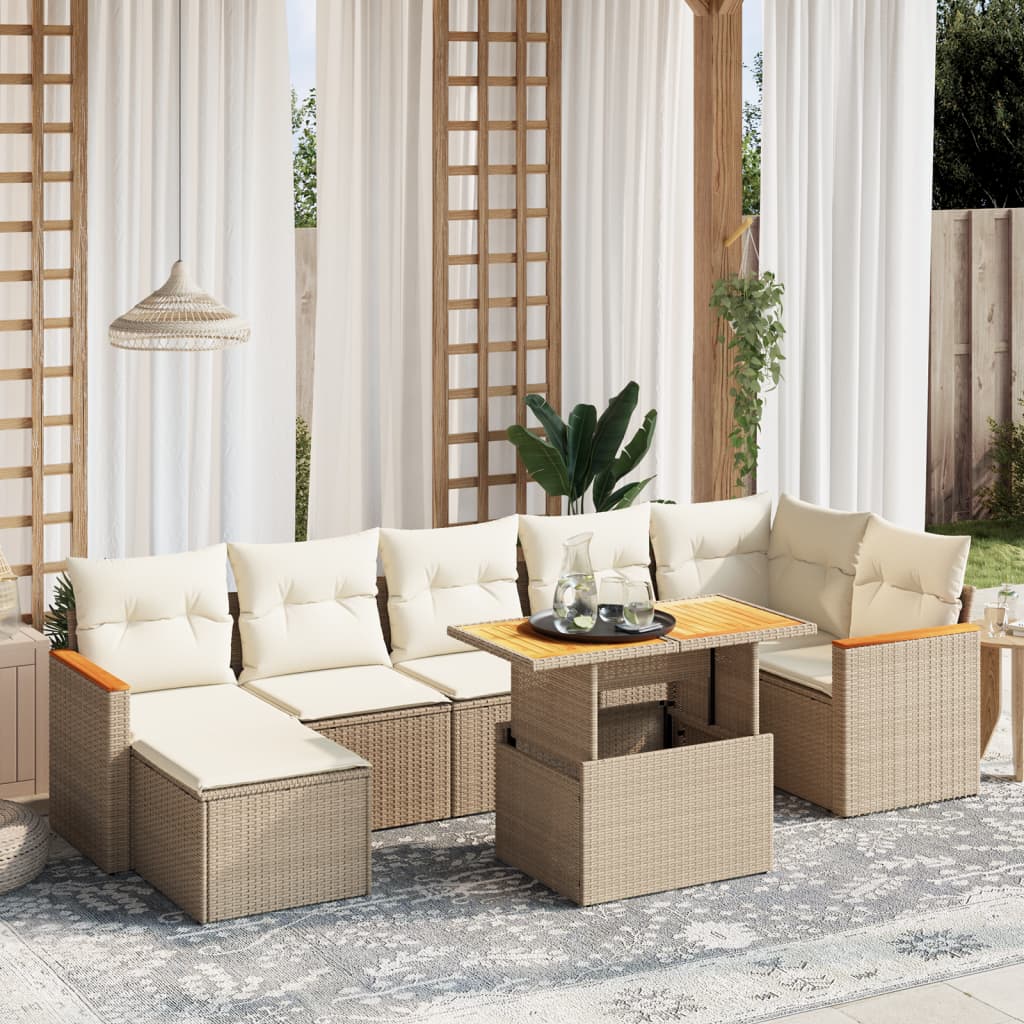 vidaXL 8-delige Loungeset met kussens poly rattan zwart