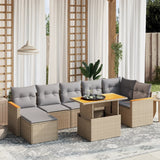 vidaXL 8-delige Loungeset met kussens poly rattan zwart