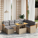 vidaXL 8-delige Loungeset met kussens poly rattan zwart