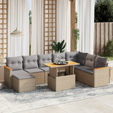 vidaXL 9-delige Loungeset met kussens poly rattan zwart