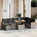 vidaXL 9-delige Loungeset met kussens poly rattan zwart