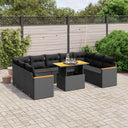 vidaXL 10-piece Lounge Set with Cushions Poly Rattan Black
