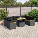 vidaXL 10-piece Lounge Set with Cushions Poly Rattan Black