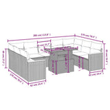 vidaXL 10-piece Lounge Set with Cushions Poly Rattan Black