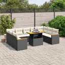 vidaXL 10-piece Lounge Set with Cushions Poly Rattan Black