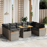 vidaXL 10-piece Lounge Set with Cushions Poly Rattan Black