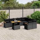 vidaXL 10-Piece Lounge Set with Cushions Poly Rattan Black