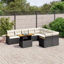 vidaXL 10-Piece Lounge Set with Cushions Poly Rattan Black