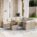 vidaXL 10-Piece Lounge Set with Cushions Poly Rattan Black