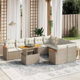 vidaXL 10-Piece Lounge Set with Cushions Poly Rattan Black