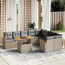 vidaXL 10-Piece Lounge Set with Cushions Poly Rattan Black
