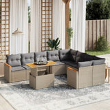 vidaXL 10-Piece Lounge Set with Cushions Poly Rattan Black