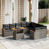 vidaXL 10-Piece Lounge Set with Cushions Poly Rattan Black