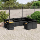 vidaXL 10-Piece Lounge Set with Cushions Poly Rattan Black