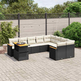 vidaXL 10-Piece Lounge Set with Cushions Poly Rattan Black