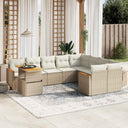 vidaXL 10-Piece Lounge Set with Cushions Poly Rattan Black
