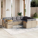 vidaXL 10-Piece Lounge Set with Cushions Poly Rattan Black