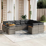 vidaXL 10-Piece Lounge Set with Cushions Poly Rattan Black
