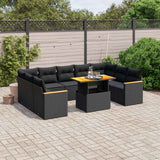 vidaXL 11-Piece Lounge Set with Cushions Poly Rattan Black